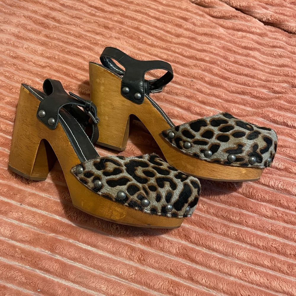 Matisse for Free People Leopard Print Clog Heels